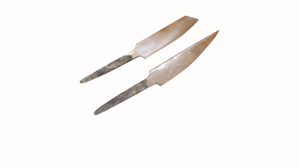 Haithabu Messer Typ 1 und 2 in Laminatstahl geschmiedet und geschliffen.